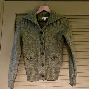 Banana Republic Green Melange Wool Nylon and Angora Cardigan S/M